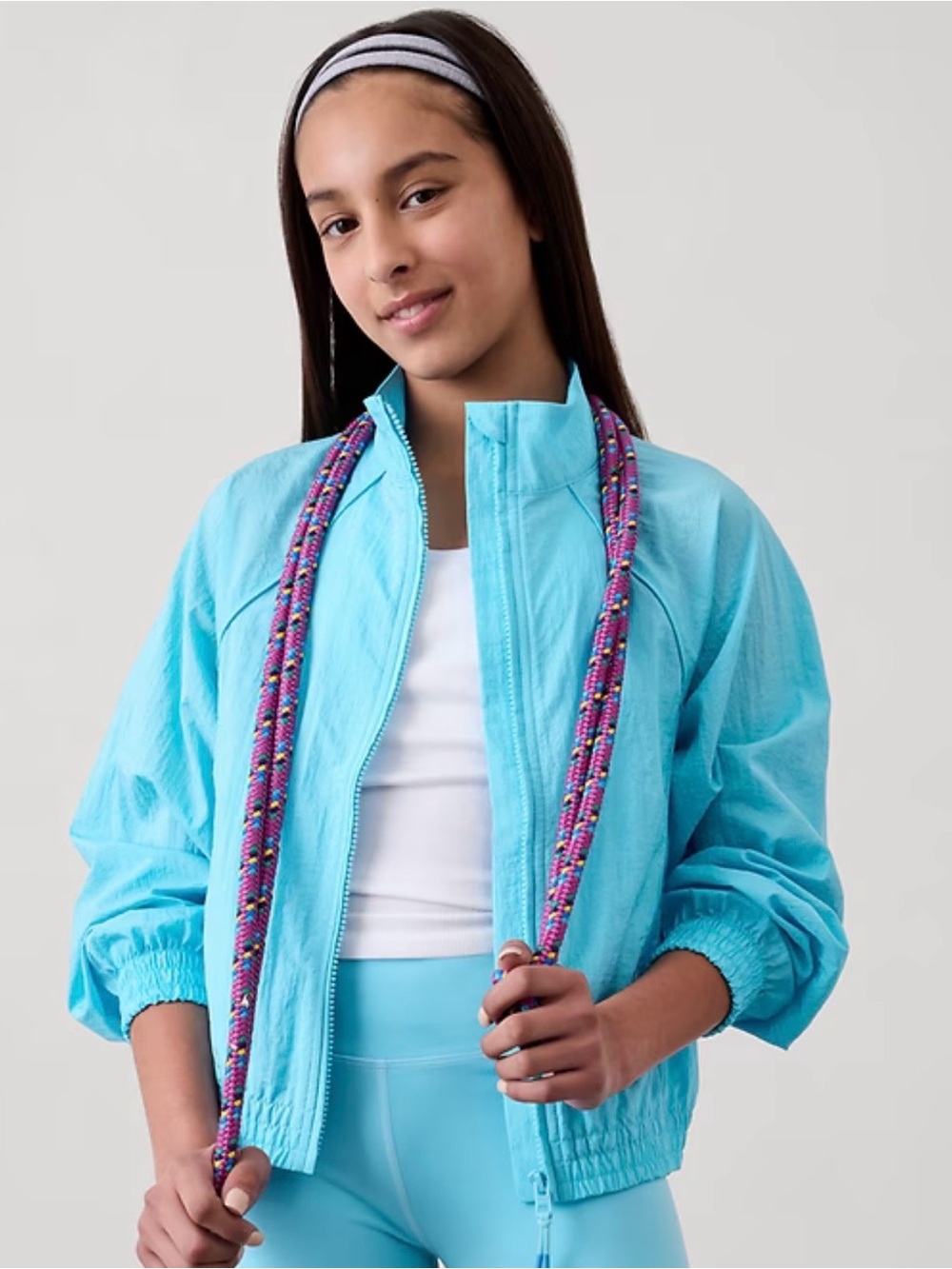 Athleta Light Blue Girls Windbreaker Jacket - Picture 13 of 15
